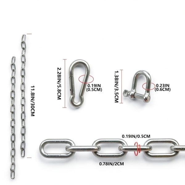 Stainless Steel Coil Chain VQOIHP 5mm x 30cm with M6 Shackles-5