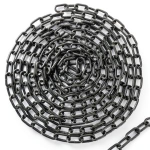 Long Black Chain Link 1/4" x 19.7 Ft, Heavy Duty Metal Porch Swing Chain for Hanging, Carbon Steel Coil Chains for Outdoor Fence, Punching Bag, Hammock Chair, Safe Working Load, Tie Down-0